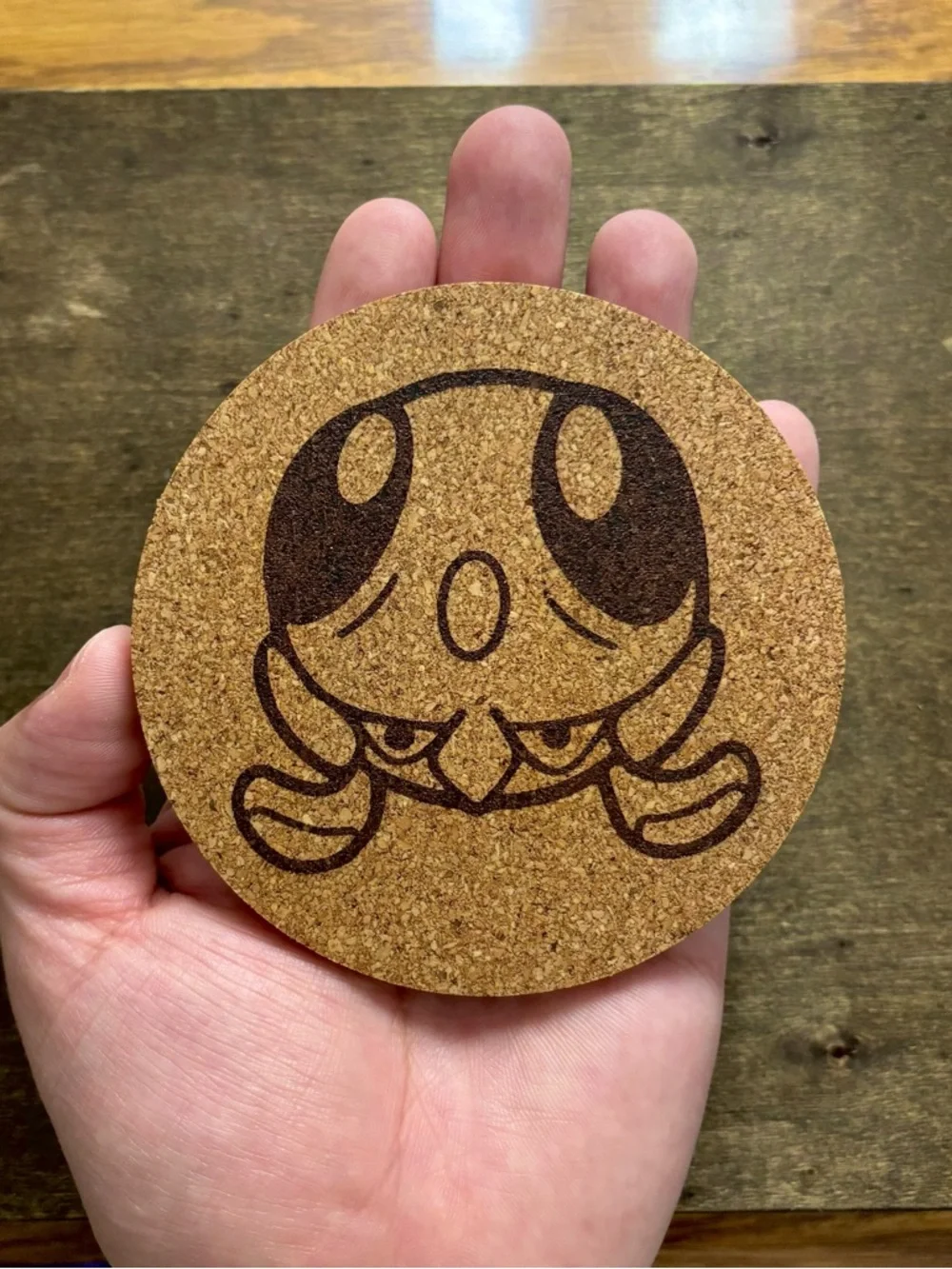 Pokemon Tentacool Face Laser Engraved Cork Coaster